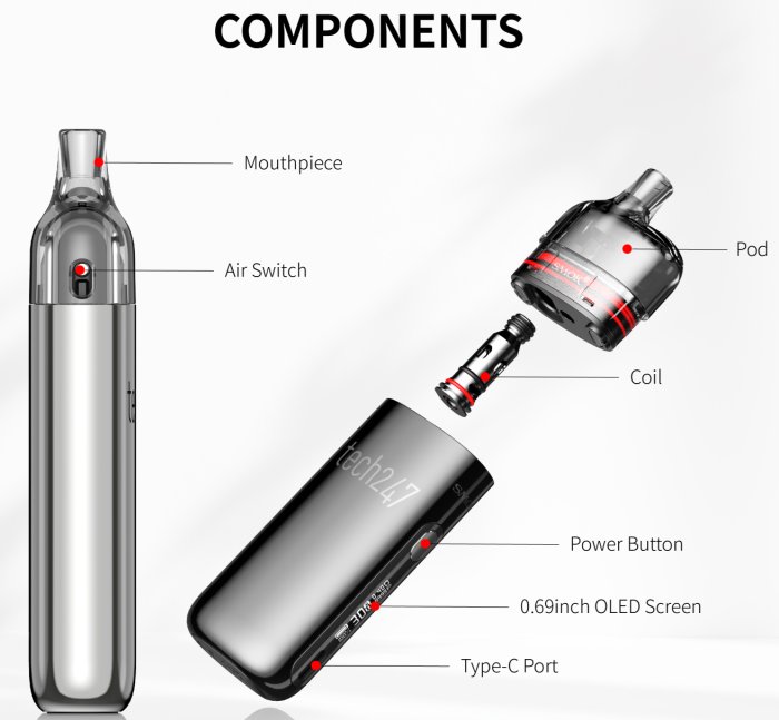Elektronická cigareta Smoktech Tech247 Pod 1800mAh Silver
