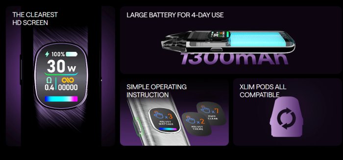 Elektronická cigareta OXVA Xlim Pro 2 1300mAh Titanium Blue